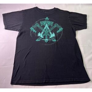 Assassins Creed Valhalla Viking Axes Graphic‎ T Shirt Mens Medium Black Ubisoft